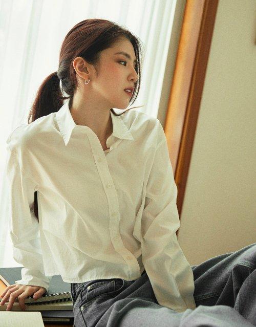343903 여 크롭 포플린 셔츠_4color