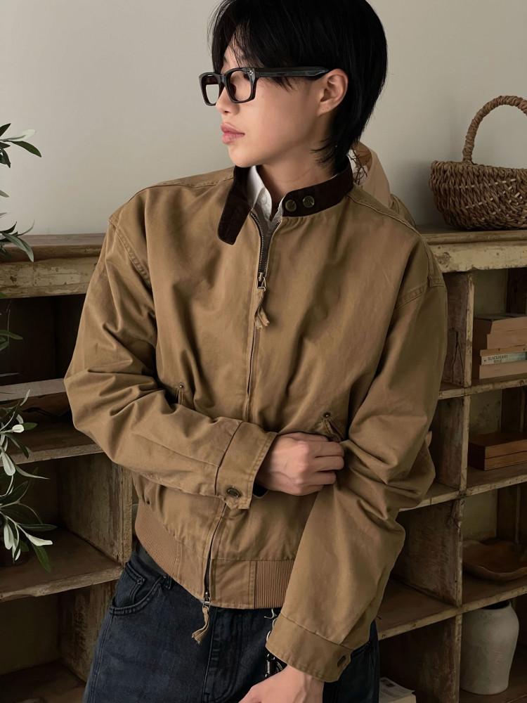 유니섹스 뎀버 카라 투웨이 크롭 워크 자켓 (2color)