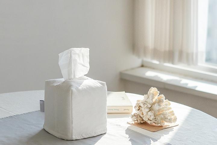 호텔 인테리어 광목 누빔 미니사각형 각티슈케이스