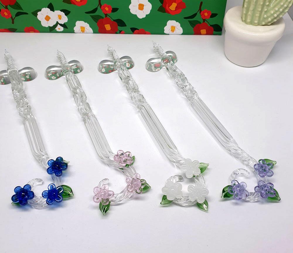 벚꽃 다발 유리펜 캘리그라피 입문 독학 딥펜 크리스탈 글라스펜 잉크 받침대 세트