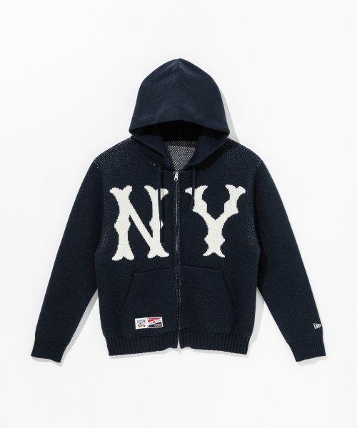 뉴에라(NEW ERA)  MLB 뉴욕양키스 후드 집업 니트 카디건 네이비 - 사이즈 & 후기 | 무신사