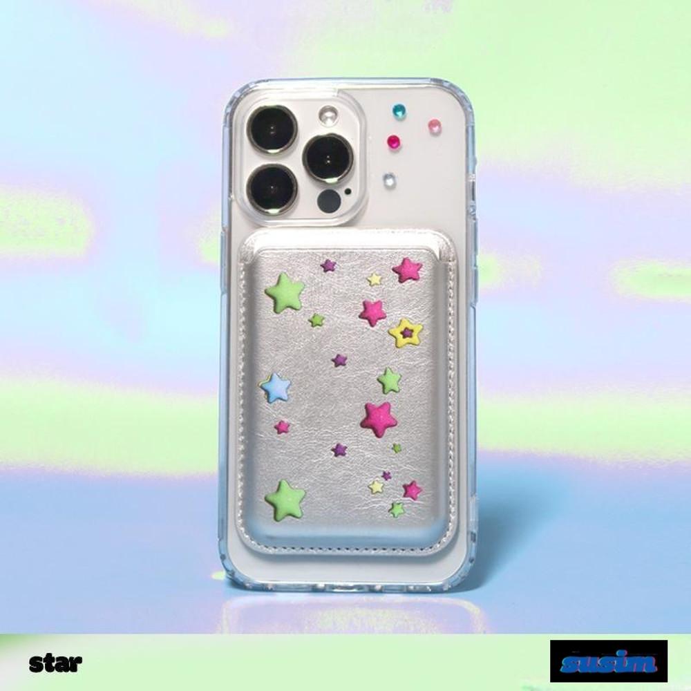 수심 Star Card Case 스타 카드 아이폰 갤럭시 케이스 감성 힙한 실버 맥세이프