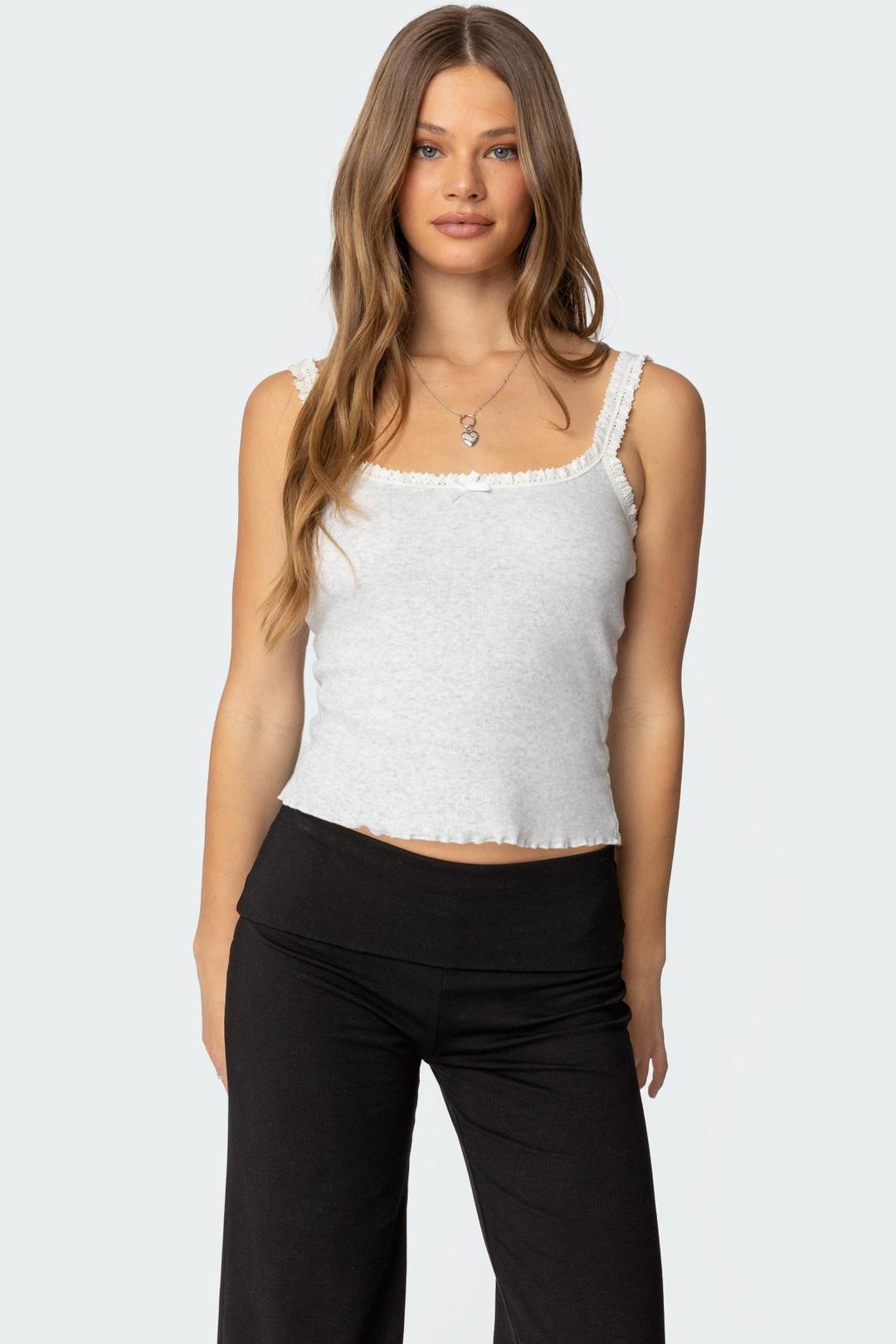 Teagan Ribbed Tank Top - GRAY MELANGE / XS