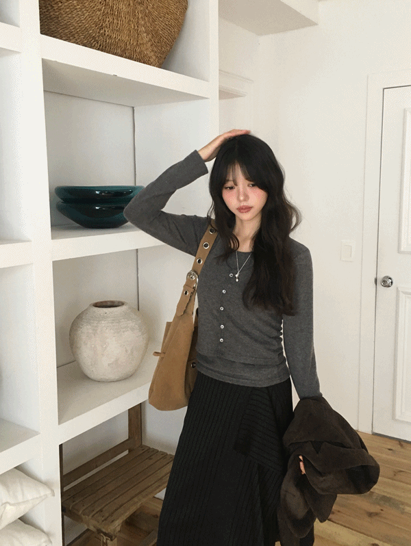 무드인슬로우 [홀터넥/레이어드/하객룩/세트]로망 뷔스티에 기모티셔츠