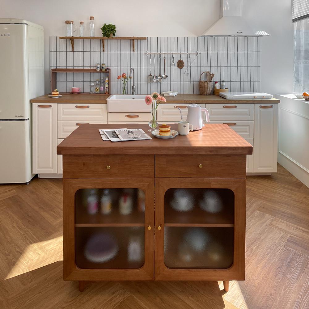 바누스 원목 아일랜드 식탁 수납 조리대