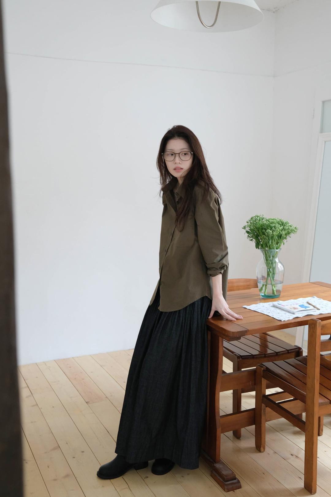 Easy fit washed cotton shirt (3col)