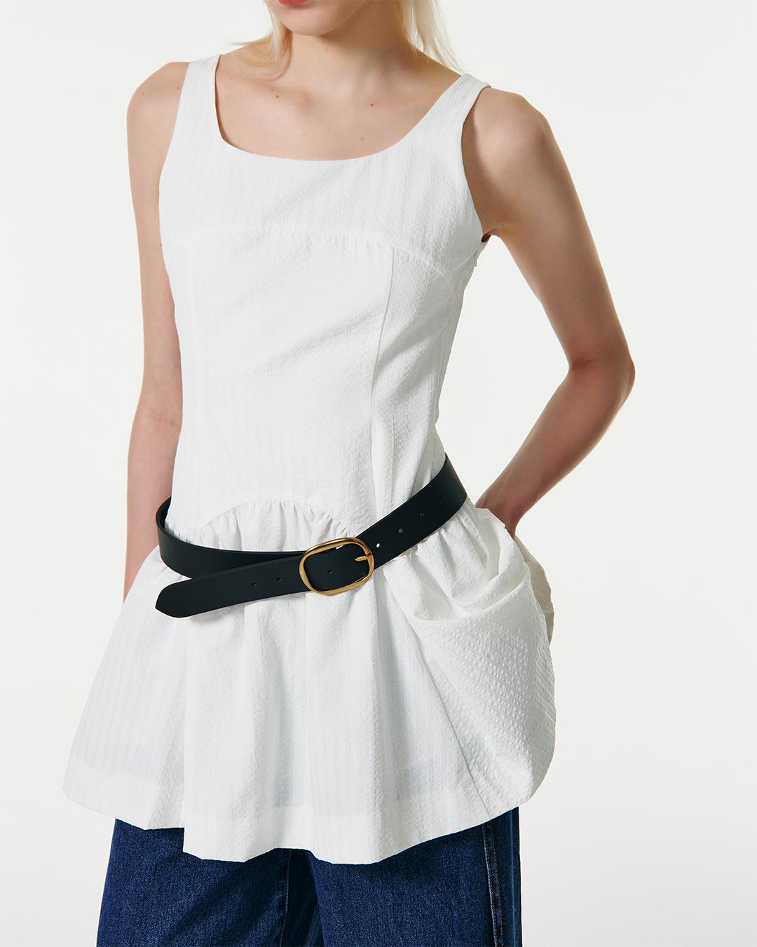 [인플루언서 PICK!]  BASIC WIDE LEATHER BELT [BLACK]