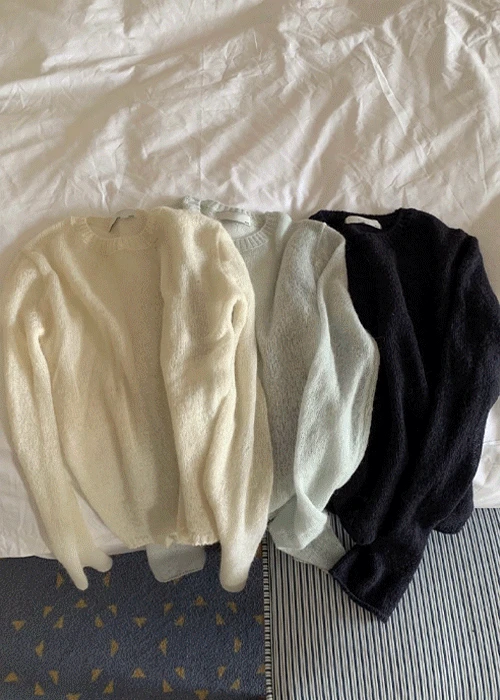 슬레어 알파카 라운드 니트 (3 color)