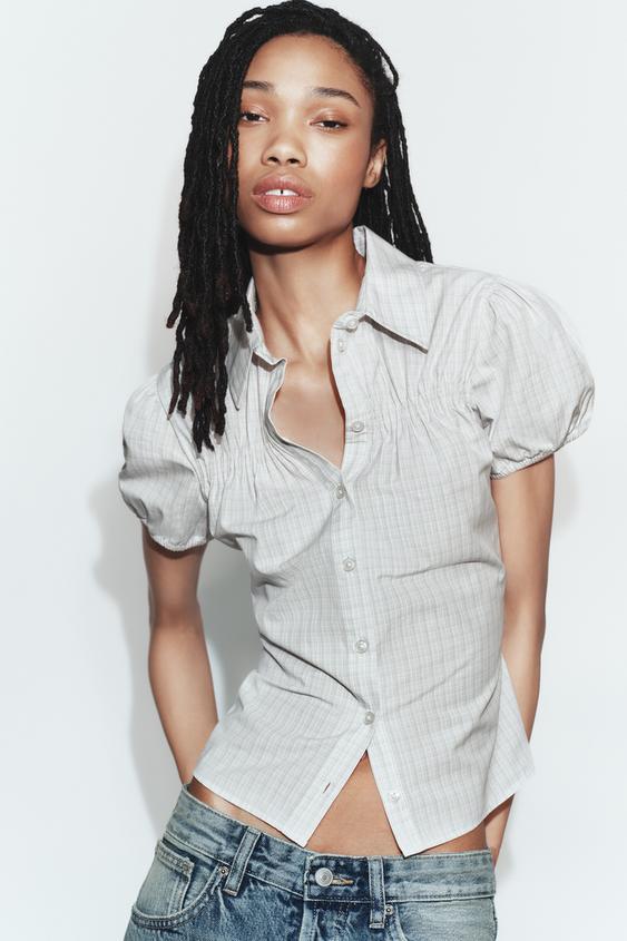 체크 포플린 셔츠