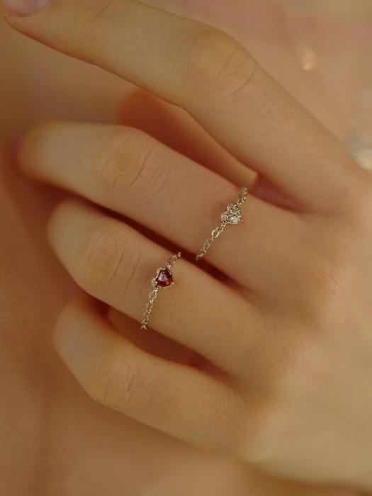 stone heart chain ring