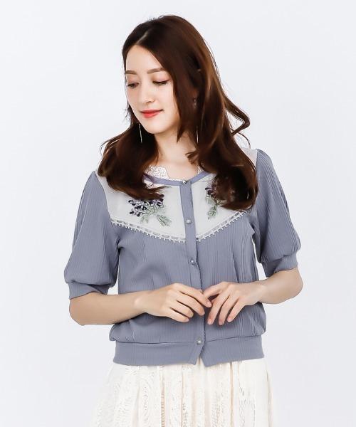 axes femme（アクシーズファム）の「ラベンダー刺繍リブカーデ（カーディガン/ボレロ）」 - WEAR