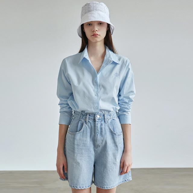 EMBROIDERY COTTON SHIRT_SKY BLUE