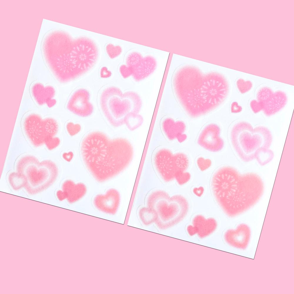 [마시랜드] 블러 폭죽하트 분홍매홍 스티커