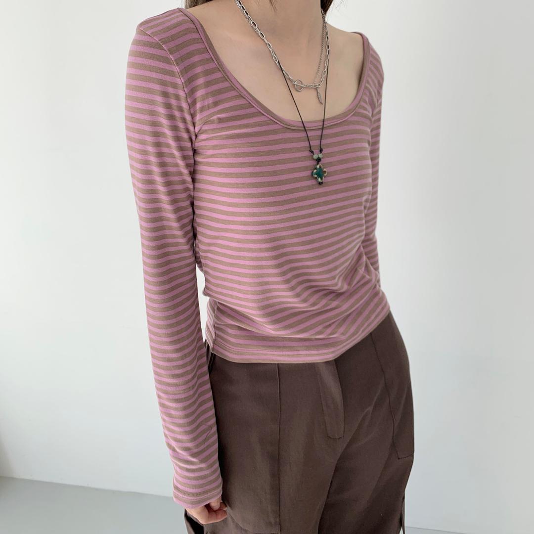 멜로 소프트 단가라 딥유넥 티셔츠 3color