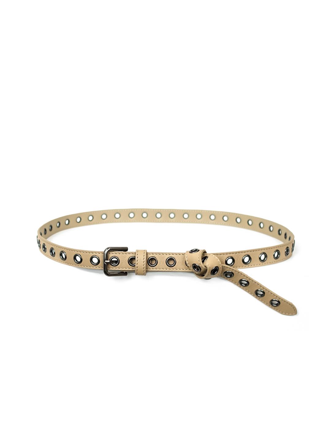 eyelet slim leather belt