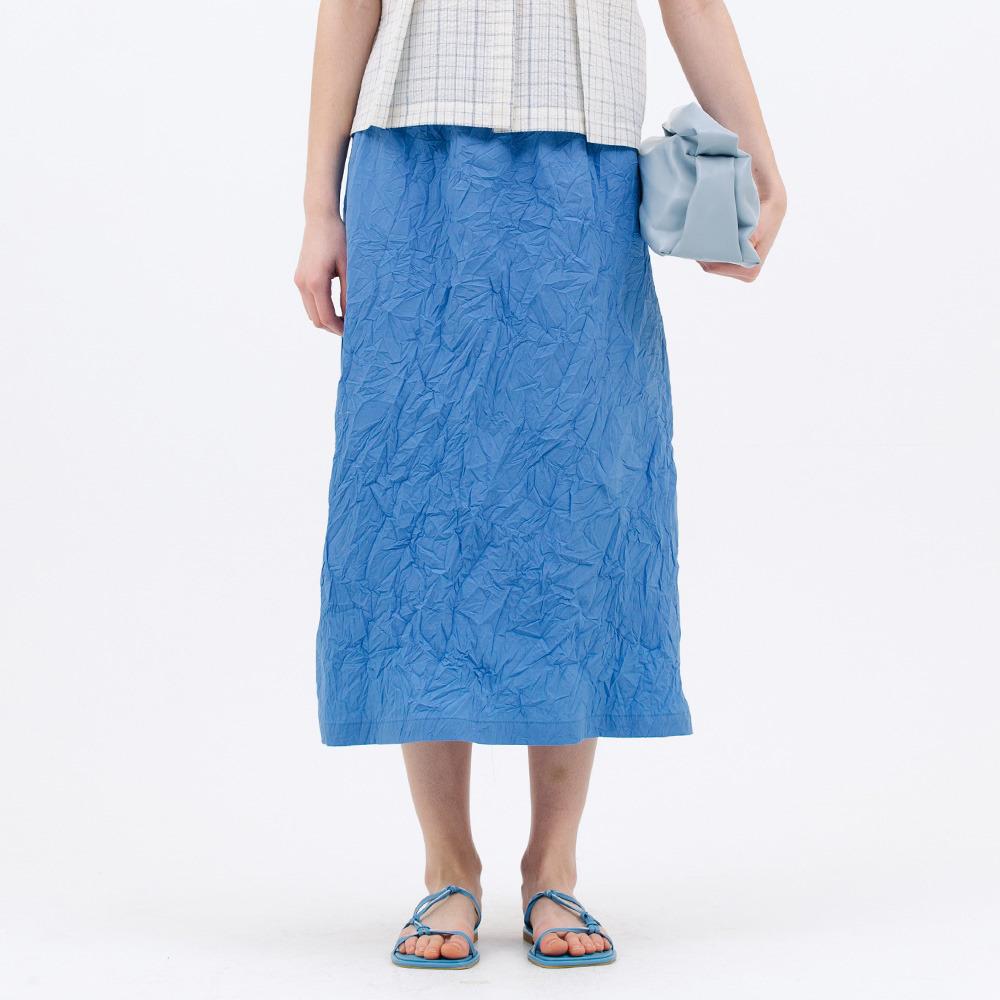 crease midi skirt_hawaian blue