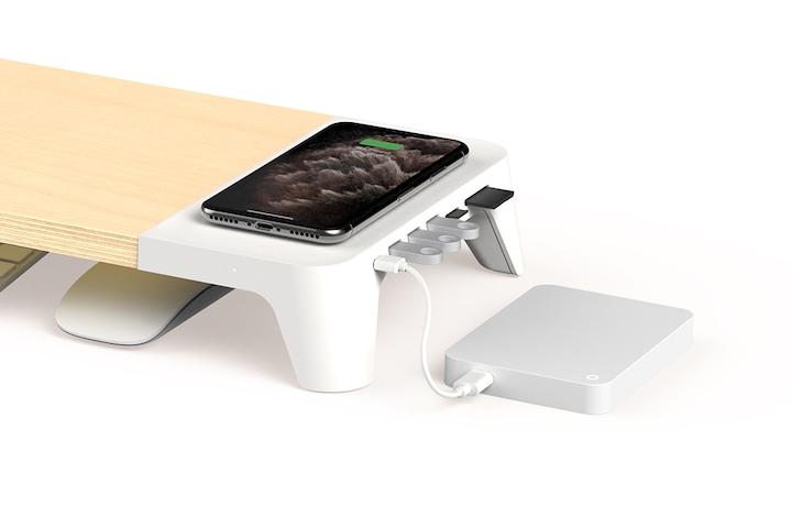 파우트 초고속 무선충전 USB허브 모니터 받침대 EYES8