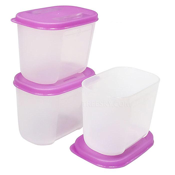 타파웨어 펭귄 직사각 냉동용기세트-소형2번/3개 300ml 연보라 (852)