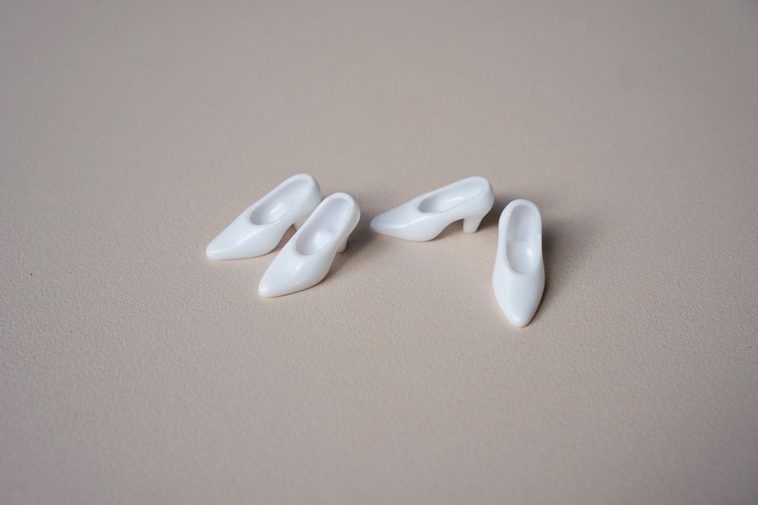 일본 오비츠 27 여 신발 - 하이힐 화이트 2켤레 / 피규어 악세사리 흰색 육일돌 여아