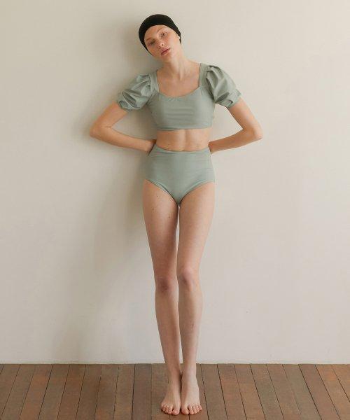 퍼프 슬리브 비키니 탑 - 민트