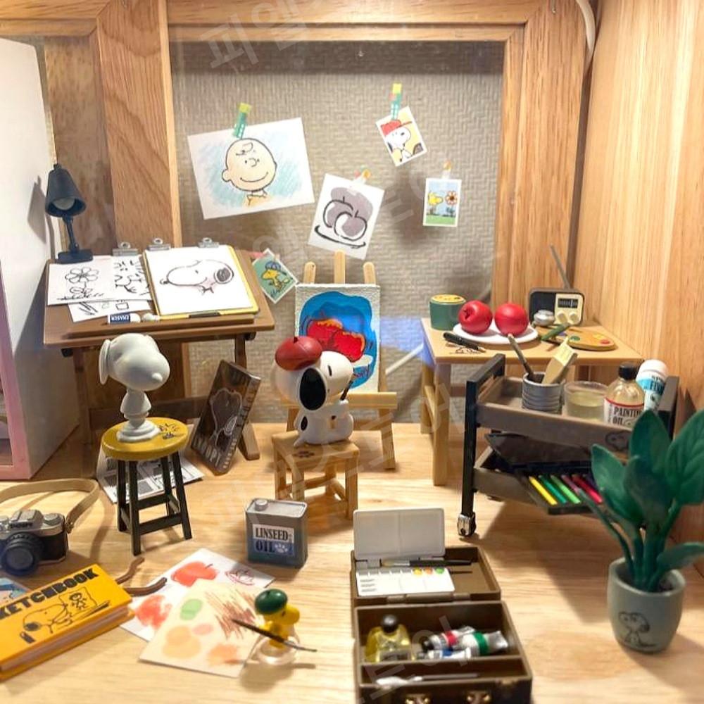리멘트 스누피 아트 스튜디오 미술 화방 피규어 8종세트