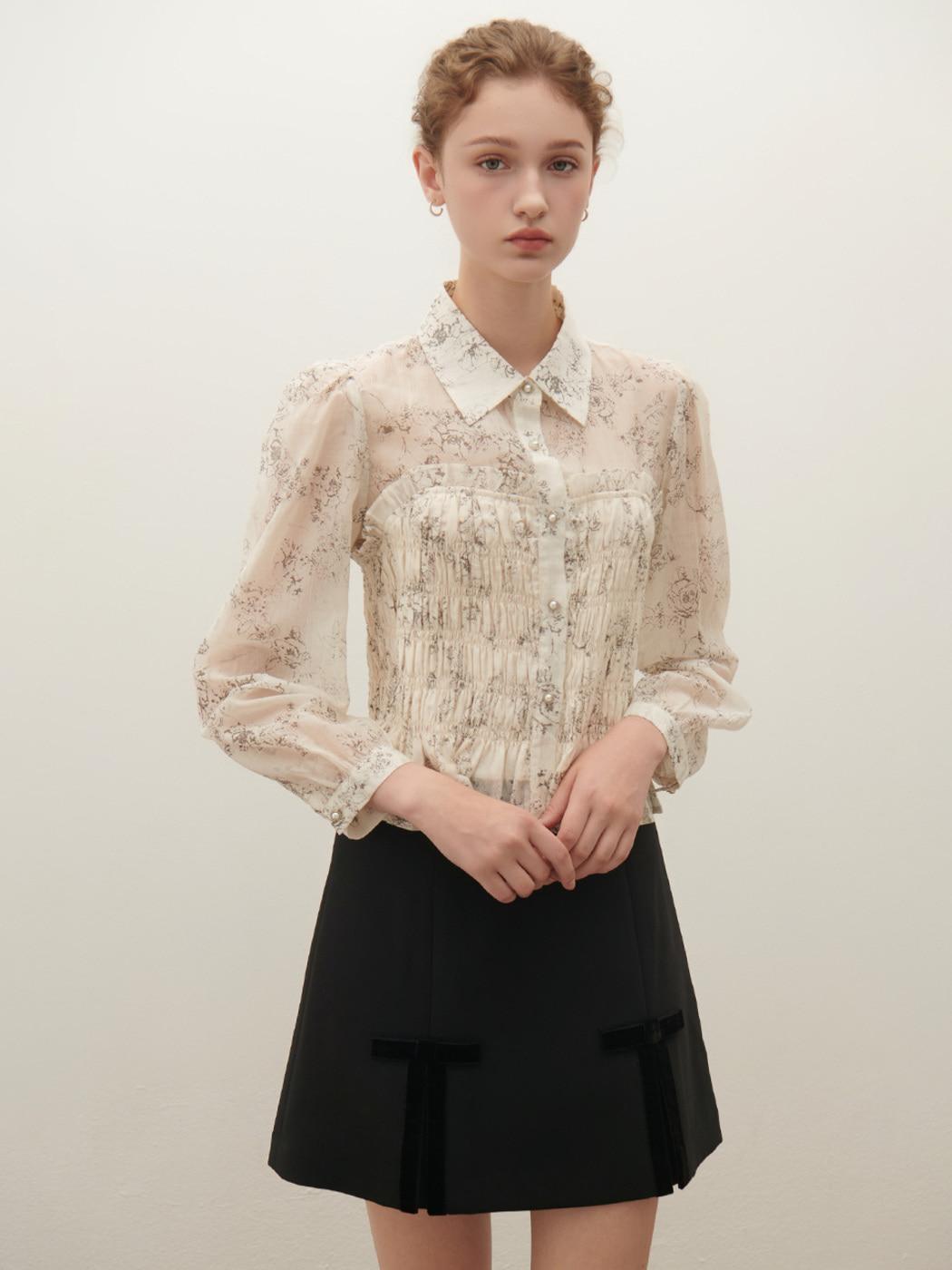 플라워 스모킹 블라우스 S253B266