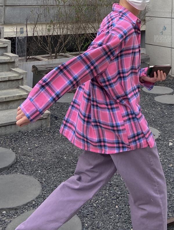 키치 체크 루즈 셔츠