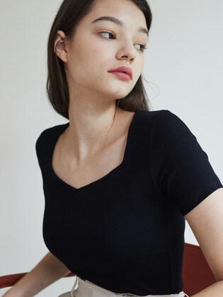 iuw1007 square neck half T (navy)