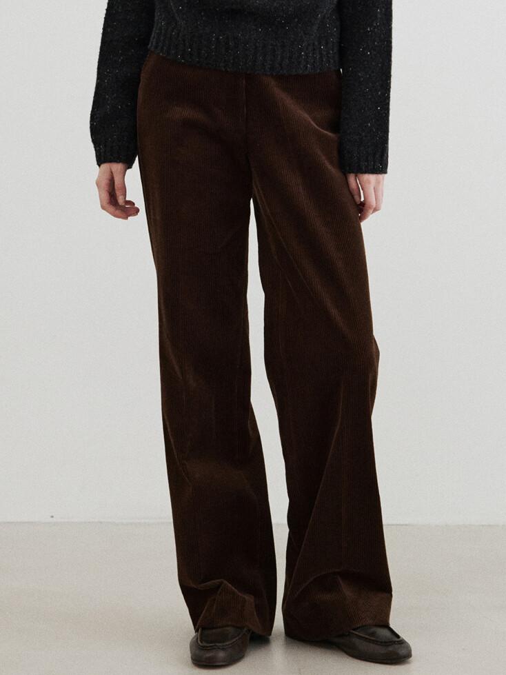 classic straight corduroy pants (deep brown)