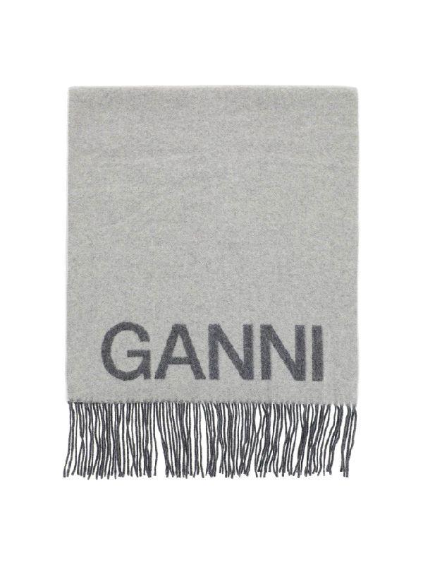 인타르시아 로고 프린지 머플러