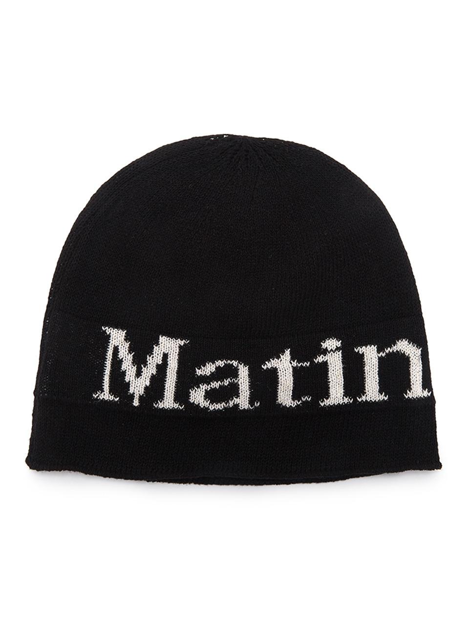 LOGO LINEN SHORT BEANIE IN BLACK
