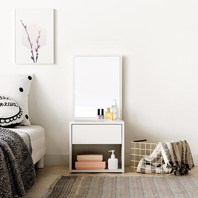 레이 좌식 수납 화장대 2종택1 (오크/화이트)