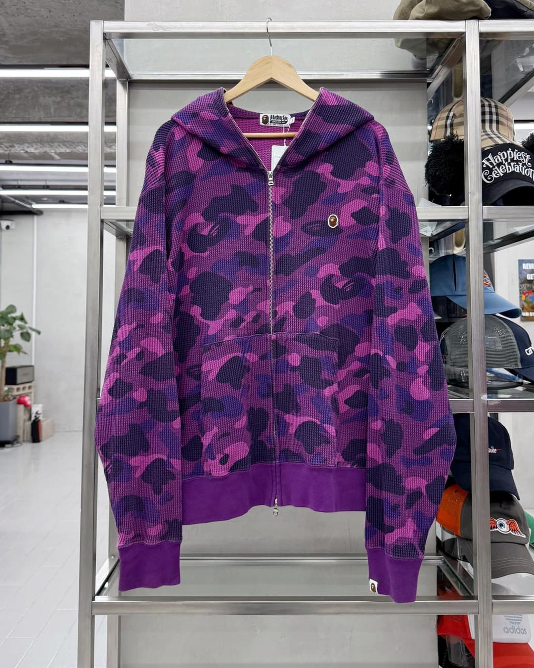 베이프 에이프 헤드 패치 퍼플 카모 풀집업 와플 후드 | 후루츠패밀리