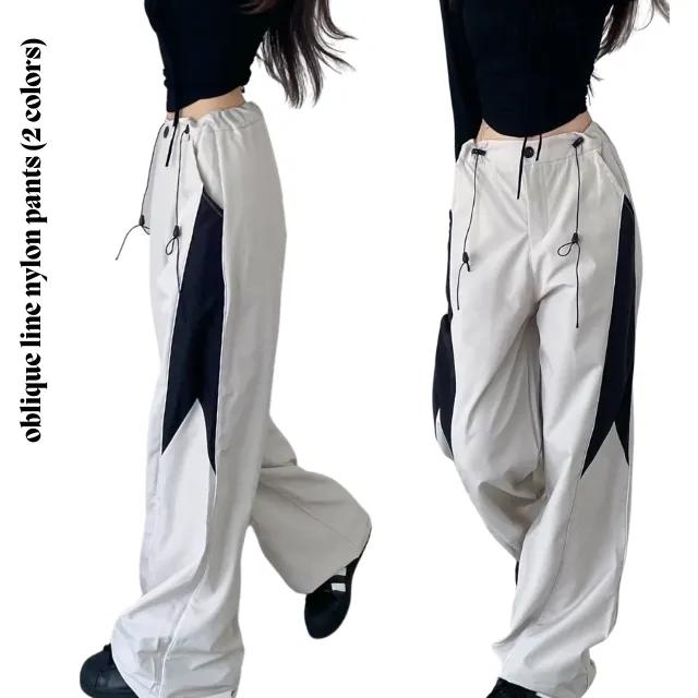 [라인살려주는!] 레트로 언발 사선 트랙 세미 와이드 팬츠