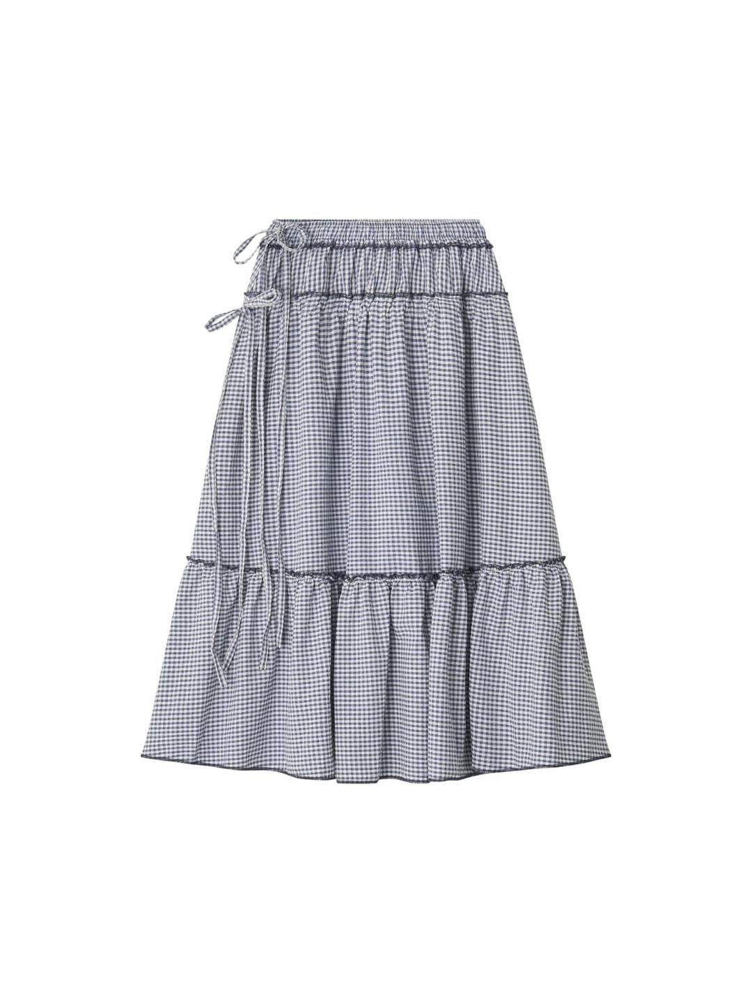 Gingham Check Skirt - Blue
