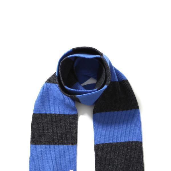 CASHMERE WOOL BLENDED MUFFLER (blue&charcoal mix)