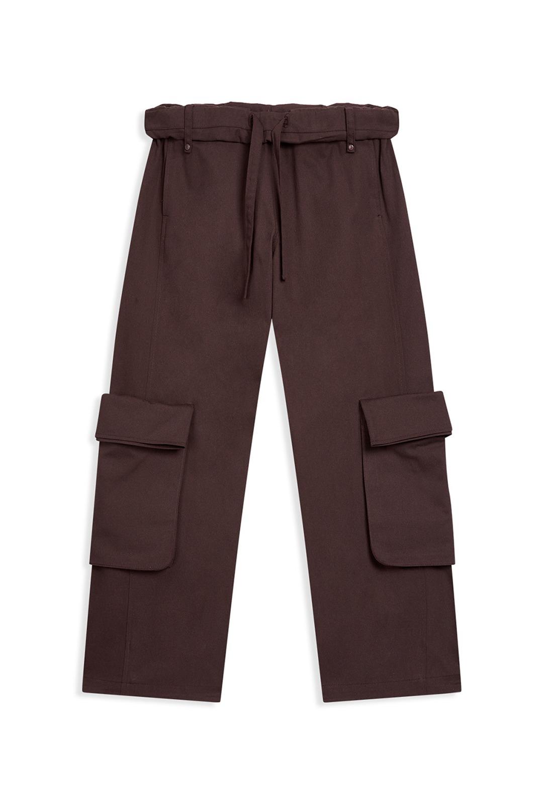 ROLLED WAIST CARGO PANTS, BURGUNDY