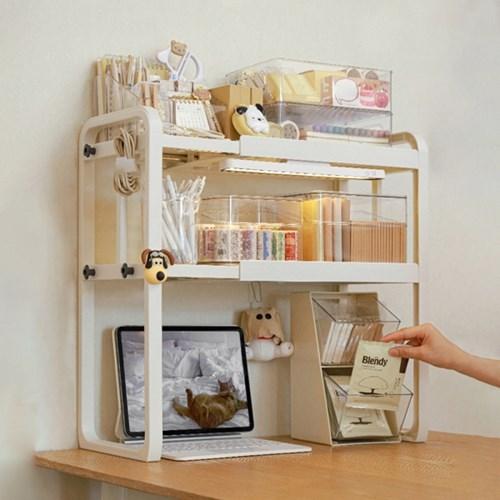 너비조절 화이트 책상 수납 선반 데스크정리 다용도 진열장 2size