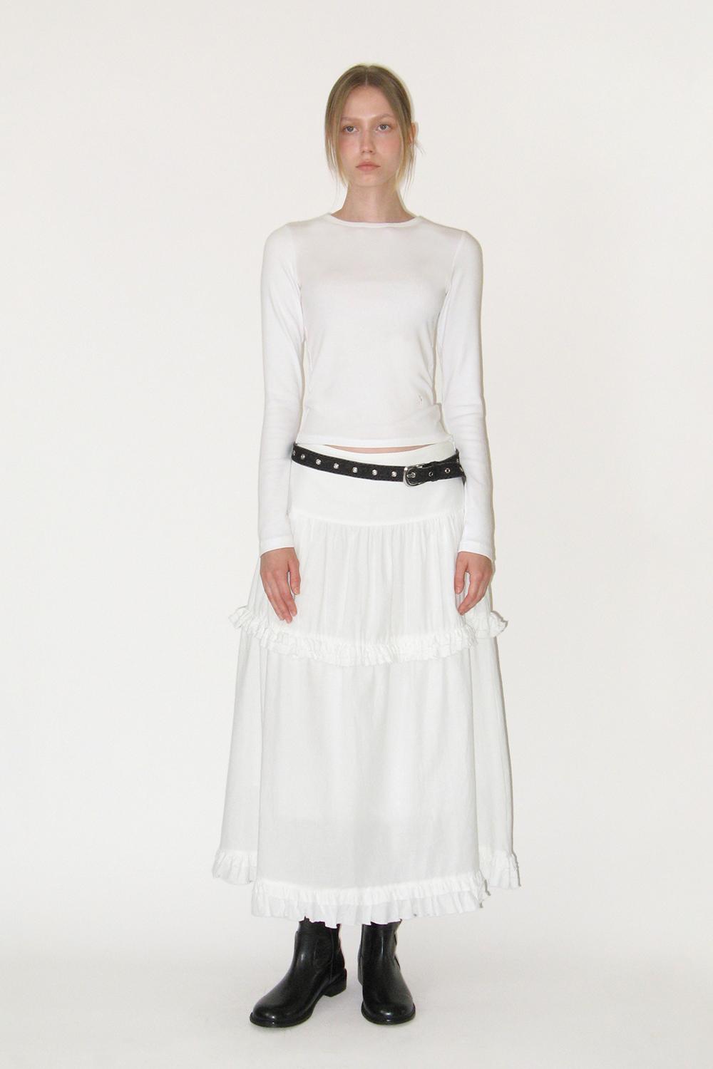 Frill Maxi Skirt (WHITE)