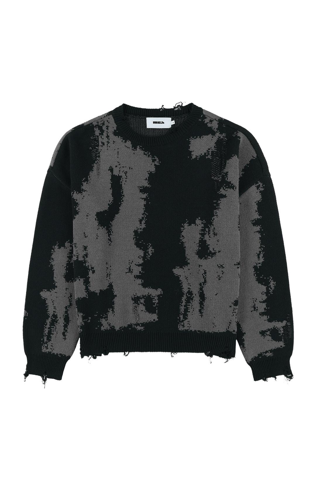 DAMAGED ALLOVER KNIT [BLACK]