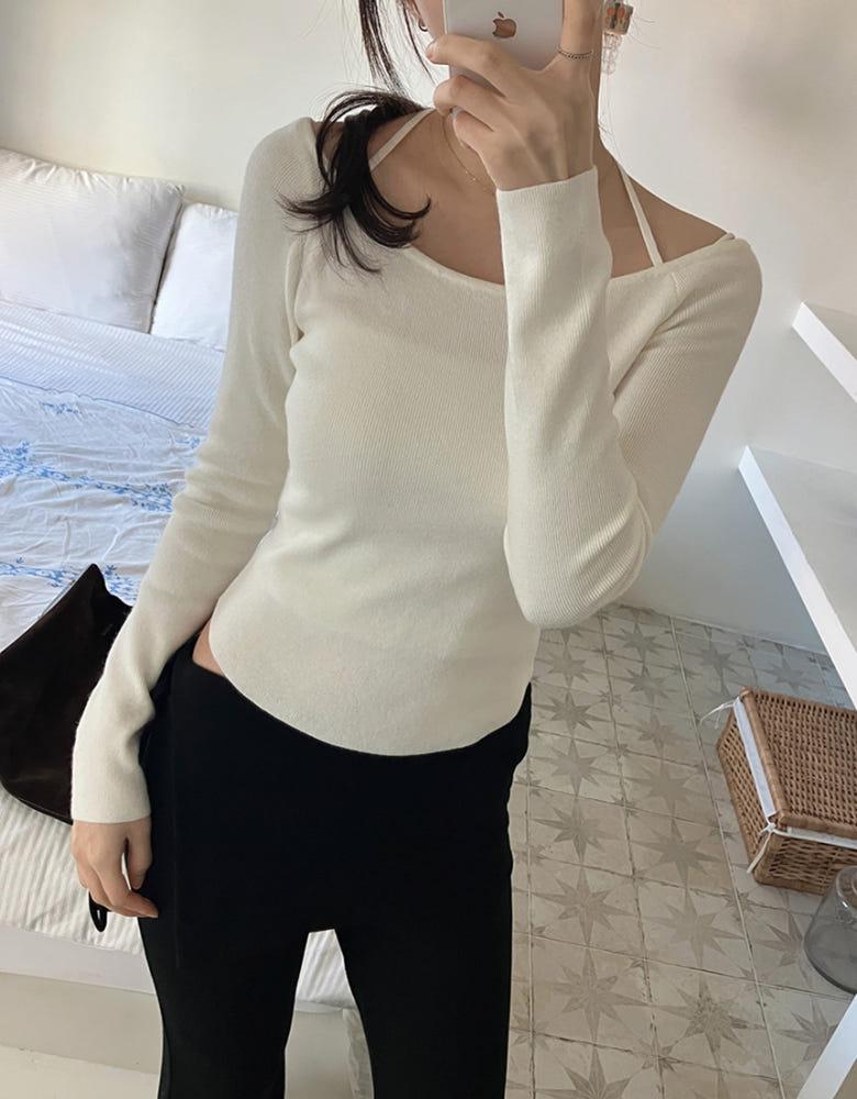 [무료배송]카미 홀터 슬림 니트(3컬러)