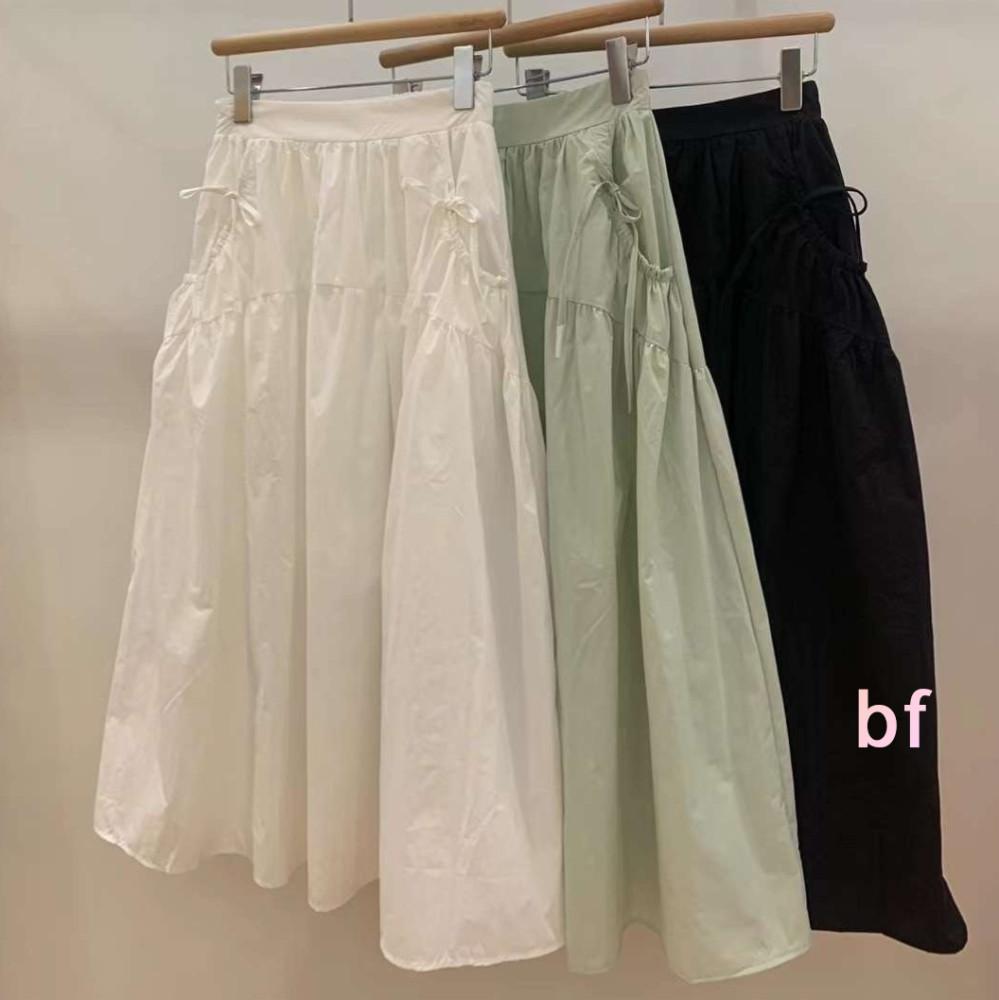 롱스커트 셔링 포켓 썸머 아이보리 민트 블랙 mu