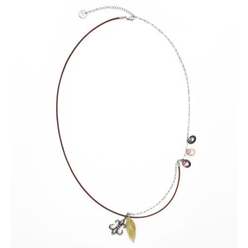 Stone Combi Necklace - Anchor _ BROWN