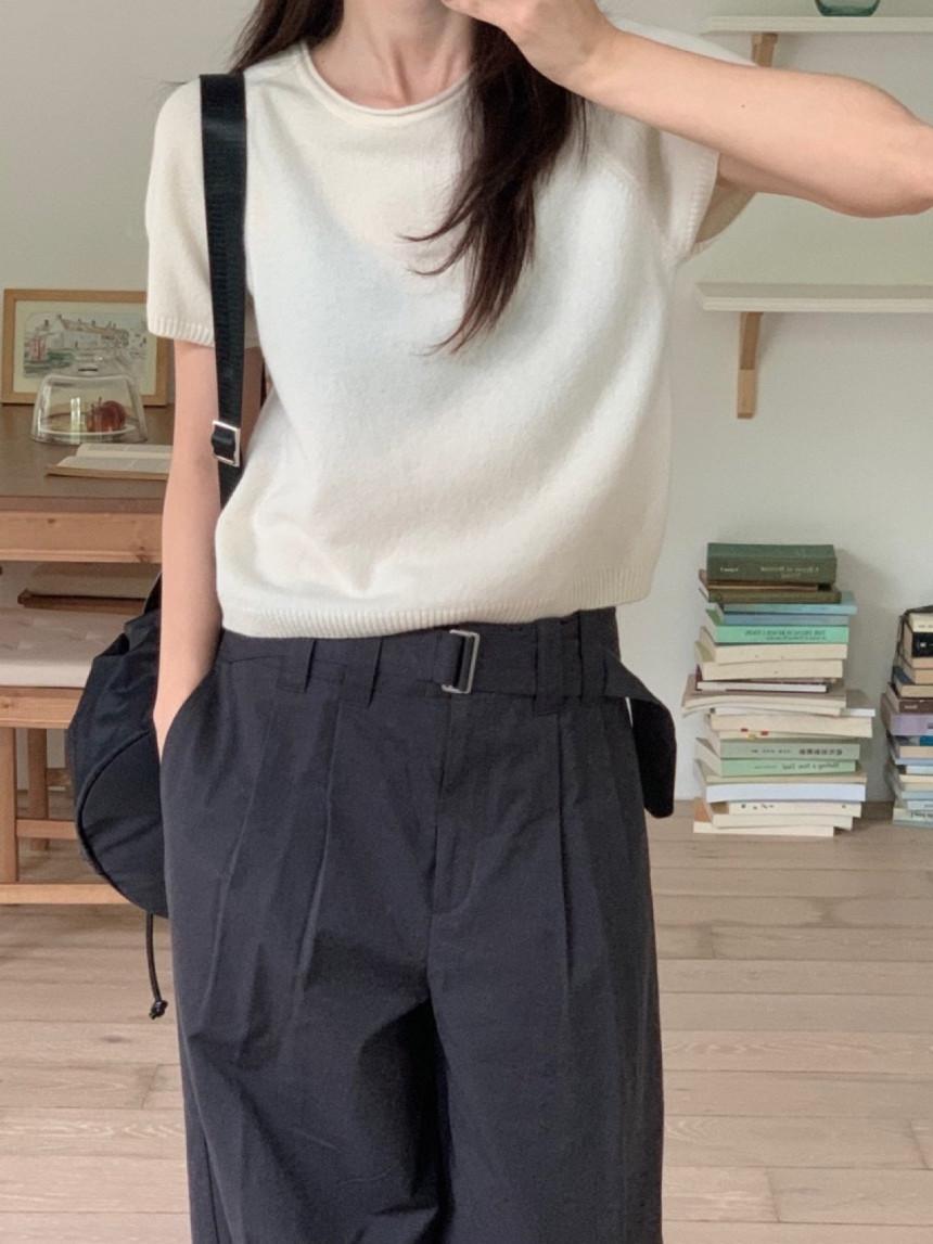 무니에트 vergamot 베르가못 카일리 니트 반팔 울 라운드 기본 데일리 nt