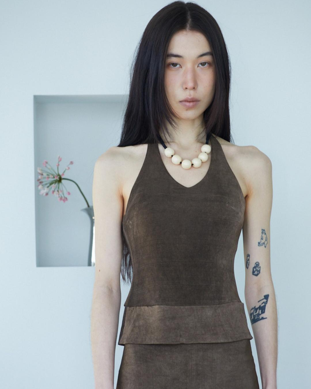 Block Halter T - Coffee