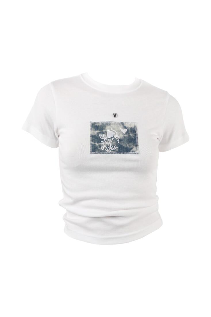 Cupid denim patch T-shirt (white)
