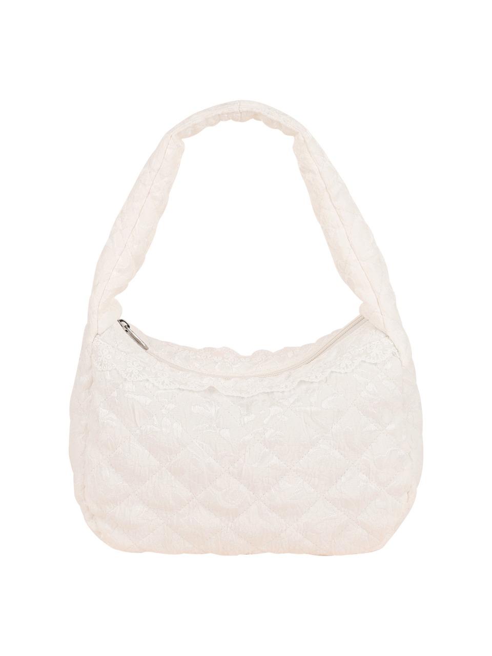 Quilted hobo bag - Satin ivory