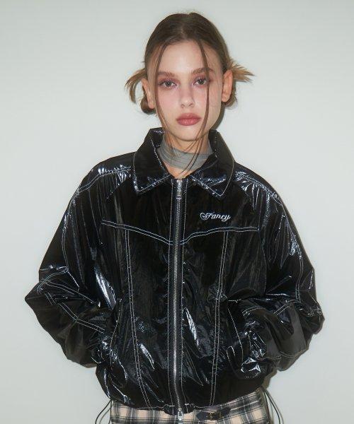 [NF] 글로시 스티치 자켓 (BLACK)_F23ZA943