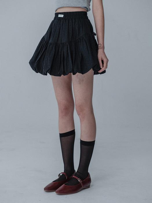 BALLOON RIBBON BANDING SKIRT PANTS_BLACK