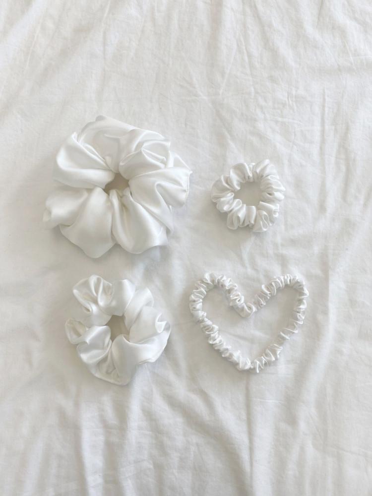 셀프웨딩 100% 실크 스크런치 곱창 밴드 왕곱창 머리끈 헤어밴드 고급헤어끈 머리띠 머리핀 악세사리